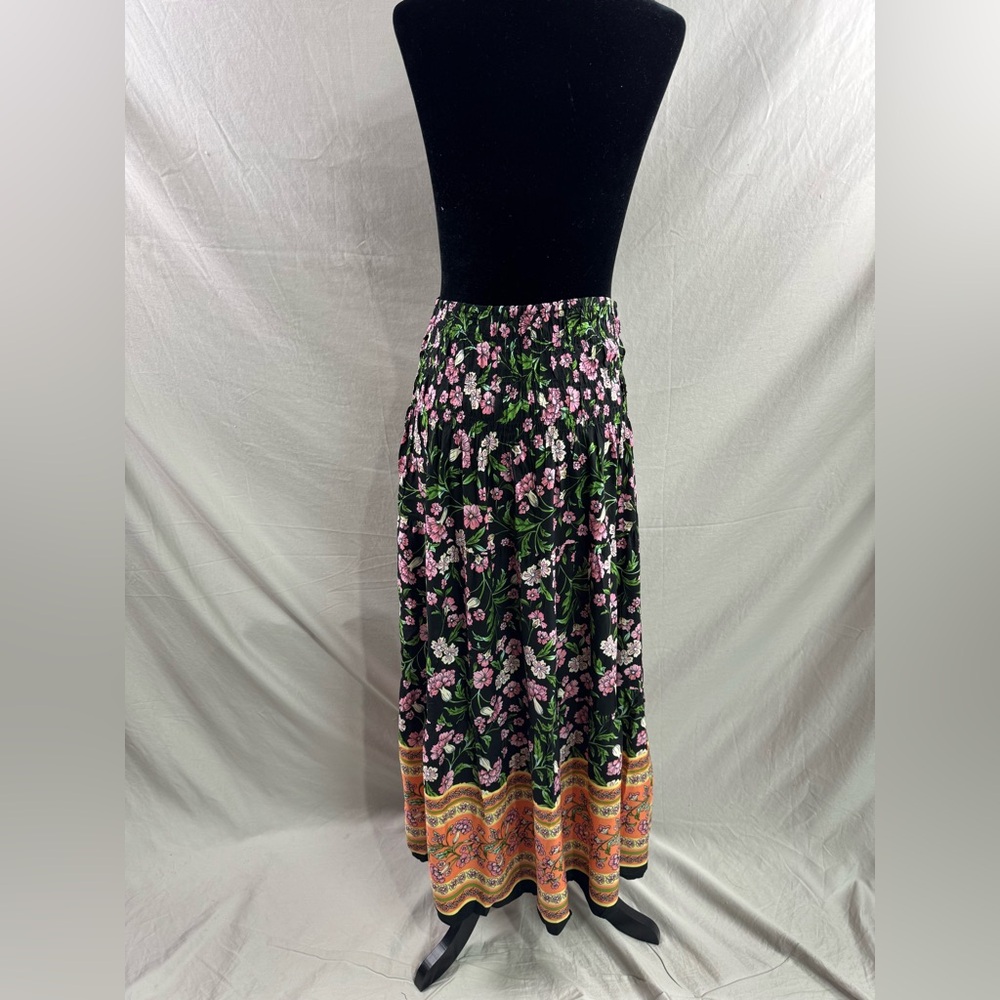 LAST ONE 🔥 Boho Paisley & Floral Print Shirred Ruffle Hem Maxi Skirt - Picture 6 of 6